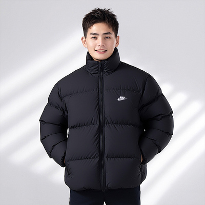 NIKE耐克官方短款羽绒服男装春季新款男士黑色立领保暖夹克IB2976