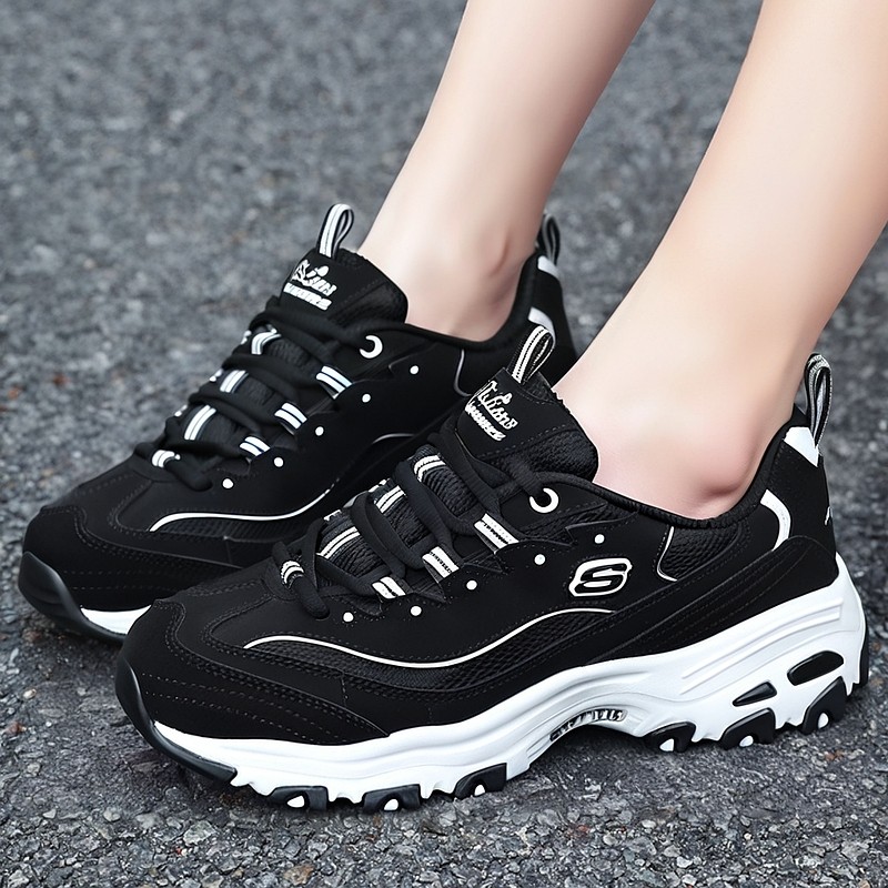 斯凯奇熊猫鞋女鞋2026新款透气运动鞋厚底增高老爹鞋潮跑步休闲鞋