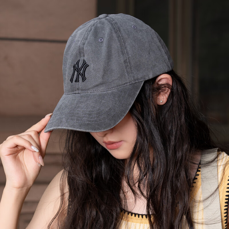 MLB官方 正品男女情侣帽子灰色水洗软顶棒球帽可调节运动帽鸭舌帽图片