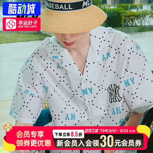 幸运叶子|MLB男装女装复古老花短袖衬衫夏季新款运动休闲开衫上衣