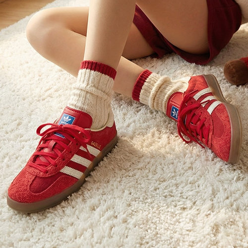 幸运叶子|阿迪达斯正品女鞋男鞋GAZELLE INDOOR红色德训鞋板鞋