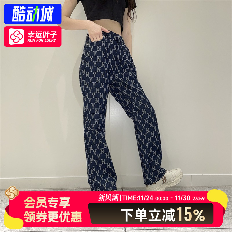 MLB官方正品老花NY牛仔裤女裤时尚潮流满标冬季休闲裤长裤直筒裤