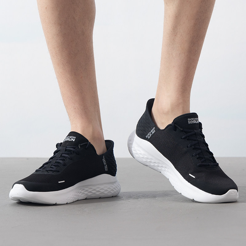 斯凯奇男鞋2026新款闪穿鞋一脚蹬穿脱健步鞋透气减震跑步鞋老人鞋