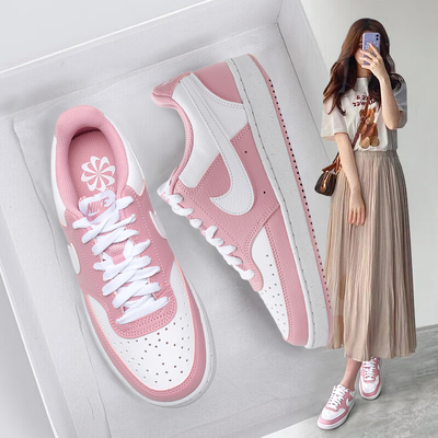 NIKE耐克官方正品25冬季女鞋COURT VISION粉白时尚运动休闲鞋板鞋