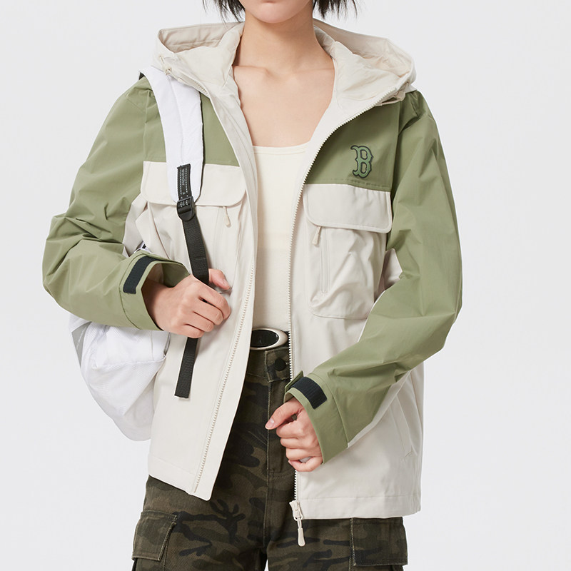 MLB梭织外套男女同款26春季新款户外防水防污三防拼色夹克运动服