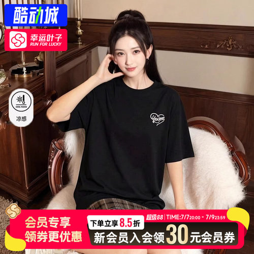 幸运叶子|MLB男女情侣爱心凉感圆领短袖2026夏季T恤运动服上衣