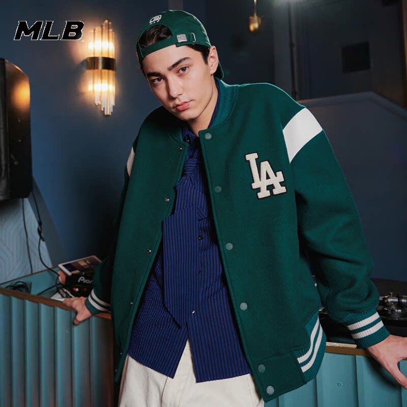MLB棒球服外套男装2026新款绿色学院风运动服上衣男士飞行夹克