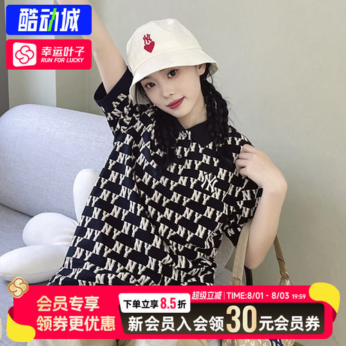 幸运叶子|MLB官方女款翻领polo衫短款休闲撞色学院风短袖T恤衫