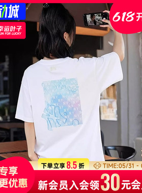 幸运叶子|MLB美职棒短袖男女装新款波普老花休闲服白色运动T恤