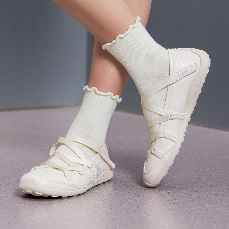 MLB平底鞋女鞋2026夏季新款法式蕾丝边绑带休闲鞋运动鞋3ASXMJ56N