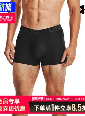 安德玛UA Tech 3英寸Boxerjock内裤男士黑色平角裤2条装运动短裤