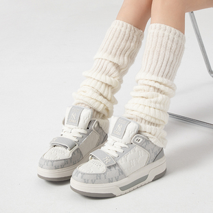 MLB板鞋男鞋女鞋2025冬季新款厚底增高学长鞋复古老花休闲运动鞋