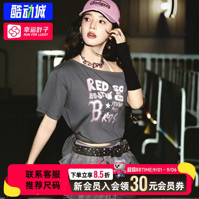 MLB正品章若楠同款斜肩凉感T恤图片