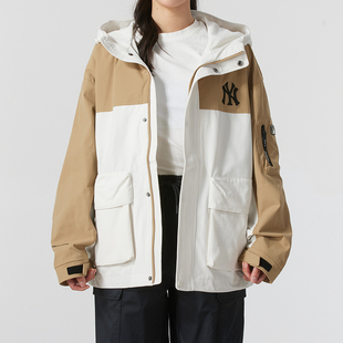 MLB官方拼接外套男女装夏季新款运动服梭织休闲夹克3AWJB0551
