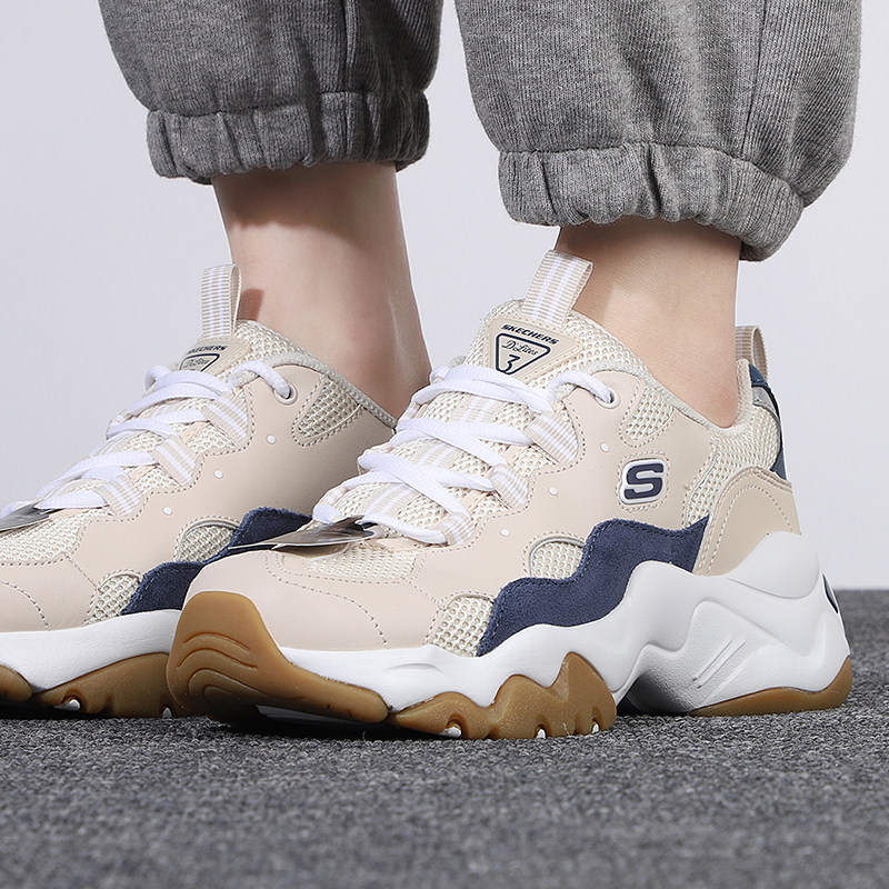 斯凯奇官方老爹鞋女鞋透气舒适运动鞋厚底增高熊猫鞋休闲跑步鞋潮