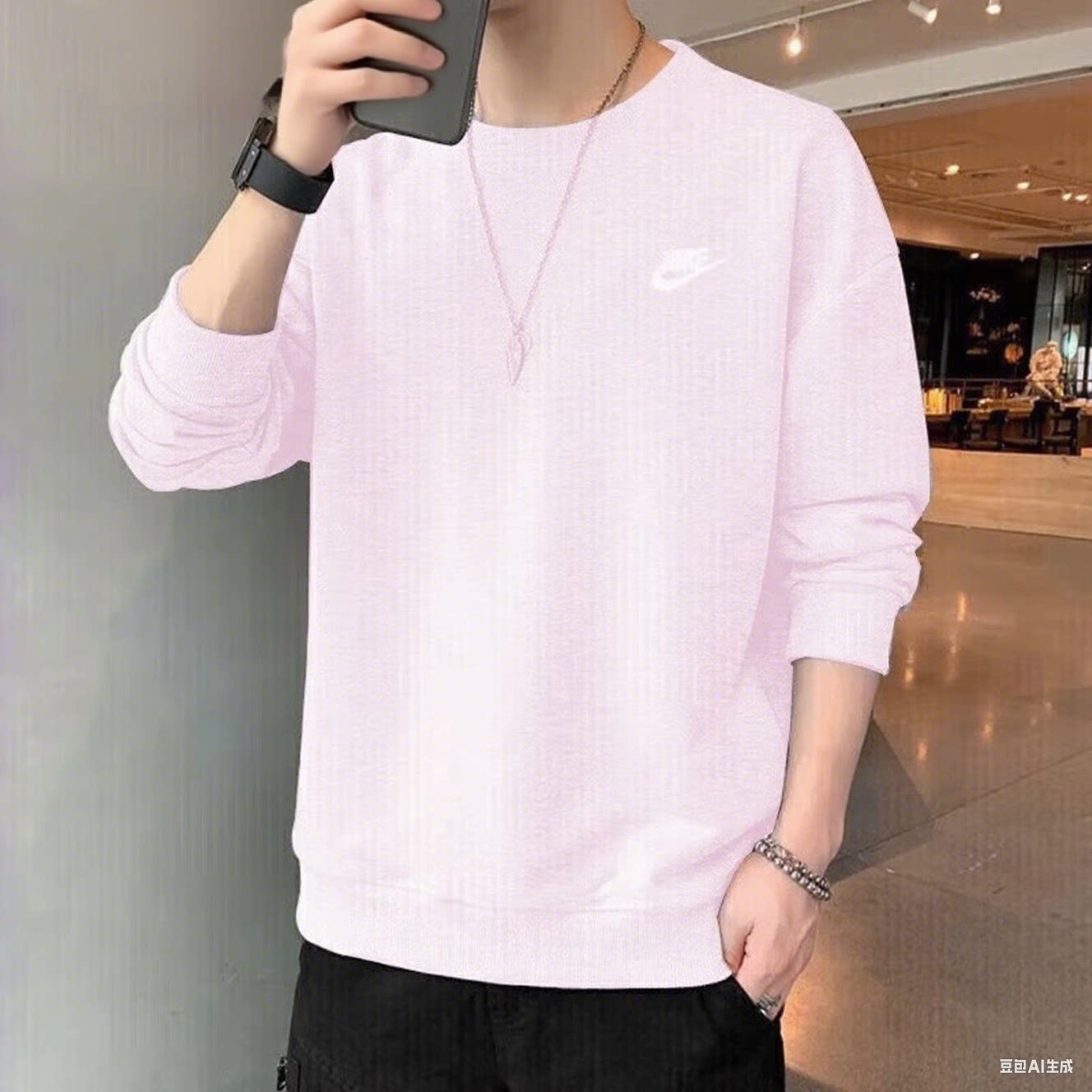 耐克男款卫衣春季新款圆领宽松长袖毛圈保暖上衣日常休闲装套头衫