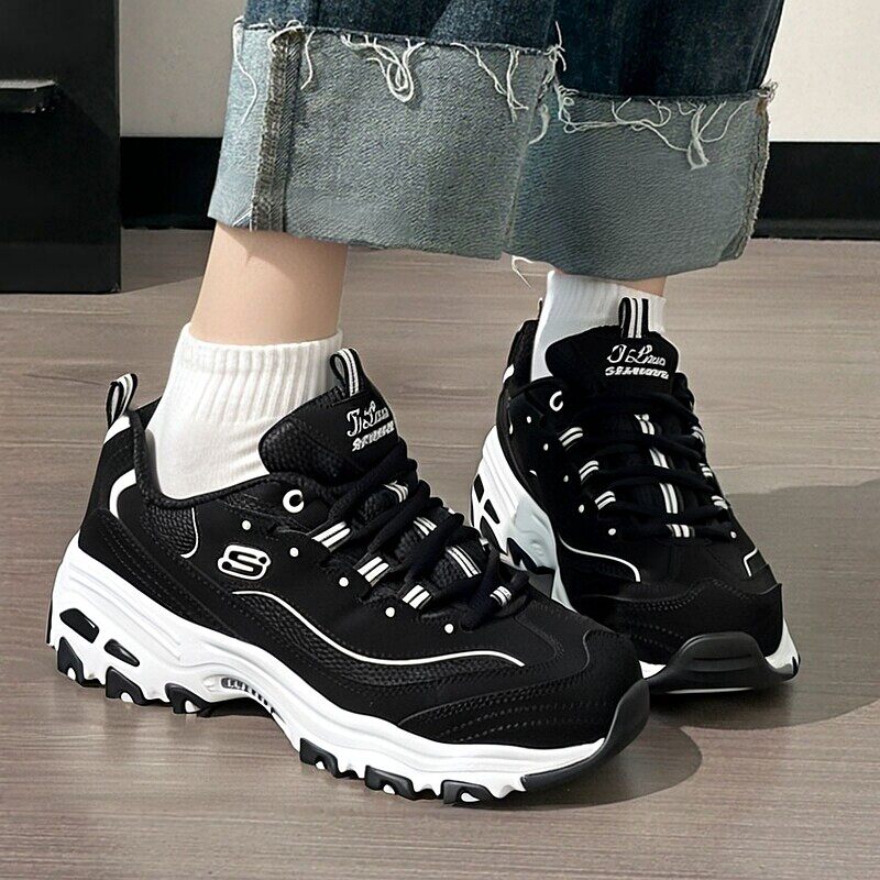 斯凯奇老爹鞋女鞋秋季新款透气运动鞋厚底增高熊猫鞋潮休闲跑步鞋