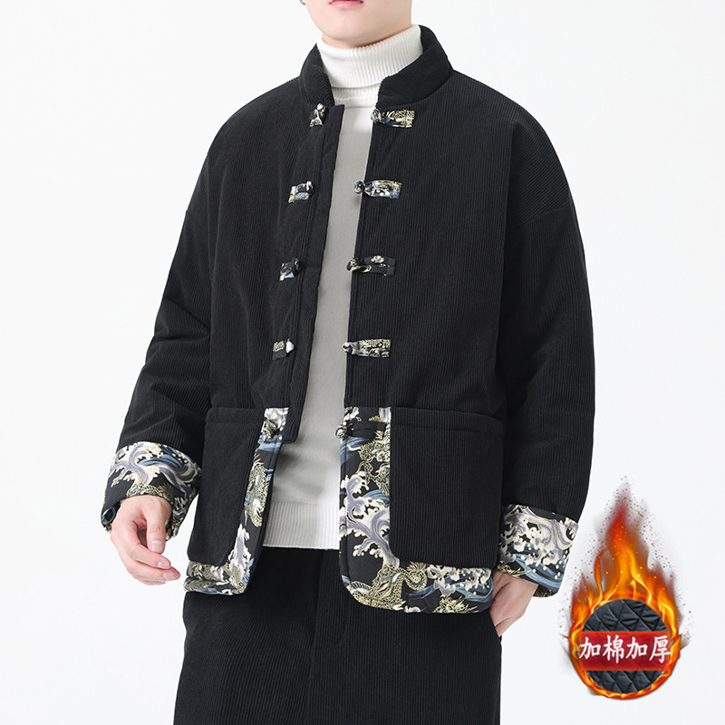 棉服男款冬季新款中国风唐装加厚棉衣