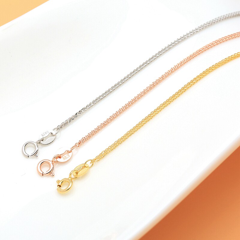 s925纯银项链女链子银镀18k金镀金diy锁骨链裸链肖邦瓜子水波纹链