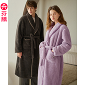 休闲中长款 芬腾情侣睡袍秋冬季 蓬蓬绒睡衣防静电时尚 珊瑚绒家居服