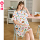 芬腾睡裙女夏季 睡衣裙卡通布朗熊可爱休闲家居服 纯棉凉感圆领短袖