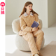芬腾女士睡衣三层夹棉秋冬季 加厚珊瑚绒抗静电加绒保暖家居服套装