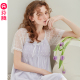 大码 带胸垫睡衣裙女款 蕾丝花边家居服中长裙 短袖 芬腾睡裙女士夏季