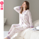 睡衣女春秋款 全棉中年妈妈加大码 纯棉开衫 女款 家居服 套装 芬腾长袖
