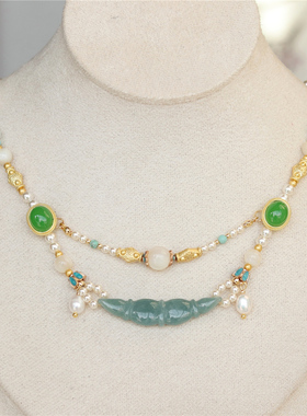 南簪录原创古风翡翠藕节项链新中式旗袍马面裙国风璎珞汉服配饰明