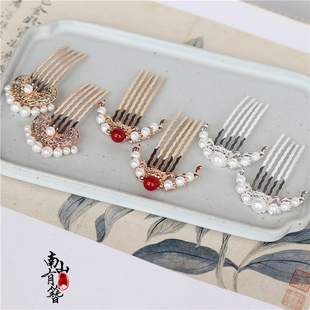 梦华录同款对称小发梳宋古风汉服头饰点缀唐敦煌珍珠掩鬓发簪子明