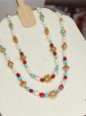 南簪录原创古风项链沙金敦煌蜻蜓眼国风配饰汉服百搭保色软璎珞唐