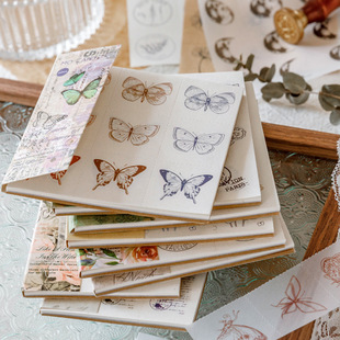 陌墨收集者手册复古可撕集章本 月相蝴蝶邮戳手账拼贴装饰素材纸