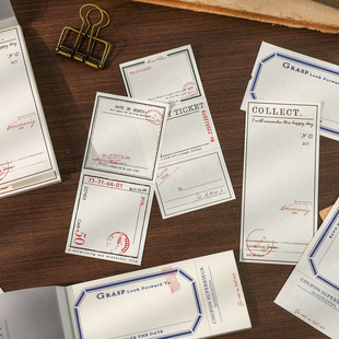 可撕无粘性留言记事便签本 复古票据特种纸手帐装饰素材打底纸