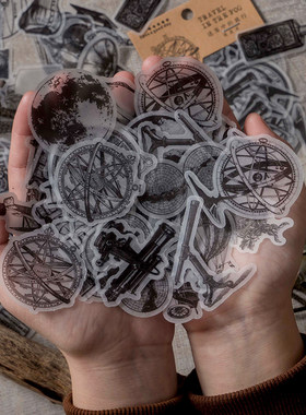 复古物品硫酸纸贴纸 老式怀旧物件乐器DIY手账日记相册装饰小贴画