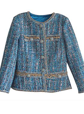 刘雯同款 小香风外套 缝边款 粗花呢面料 墨绿色女 外衣 手工定做