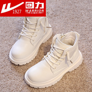 品牌正品回力童鞋女童鞋6秋冬公主小皮鞋7儿童英伦风马丁靴3-12岁