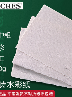 法国ARCHES阿诗水彩纸300g棉浆细纹中粗纹水彩画纸手工美术生专用16k4k四开的八开8k32K全开对开半开2K空白纸