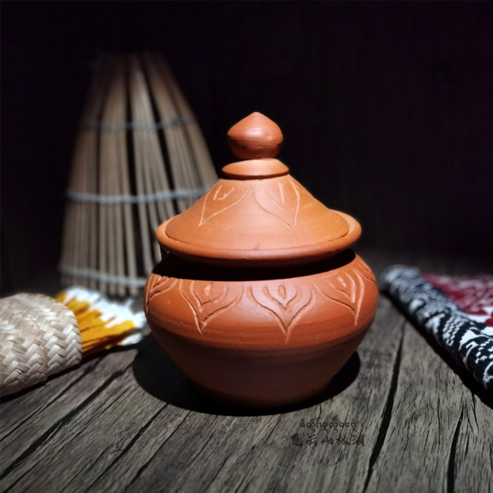 西双版纳非遗慢轮傣陶茶罐醒茶储物东南亚傣泰风格粗陶佐料汤罐子
