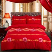 加厚纯棉大红色婚庆纯棉被套单件全棉被罩单人1.8米床双人220 240