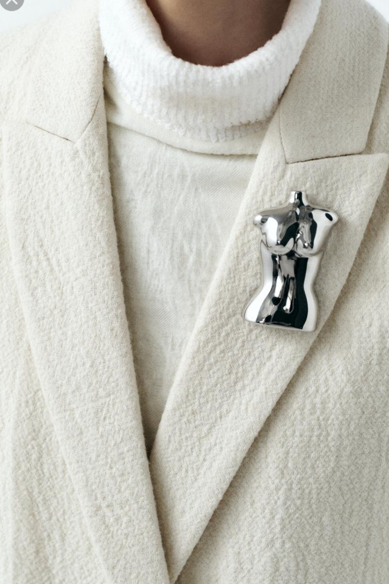 西班牙Zara欧美银色镜面金属人体雕塑半身像胸针摆件bust brooch