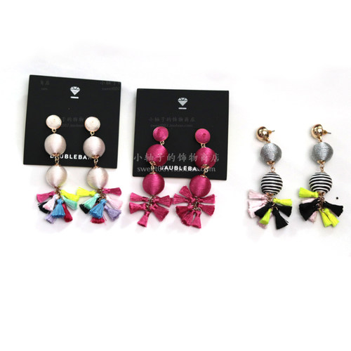 美国轻奢品牌BB两个球球流苏耳环耳钉tango ball earrings