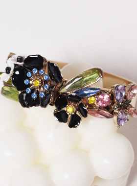 花朵宝石滴釉清新装饰开合口手镯外贸尾货 cuff bracelet