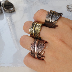 英国icon男士中性 羽毛造型宽戒指 三色选feather ring