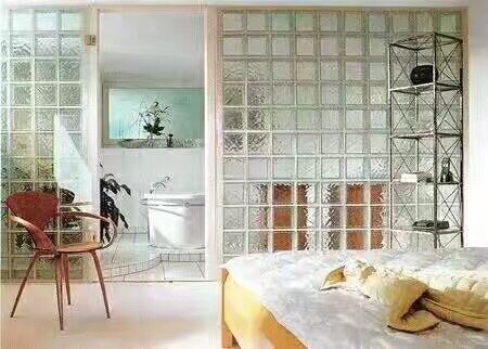 空心玻璃砖 玄关 190x190x80无色斜格云雾纹酒店背景墙卫生间墙面