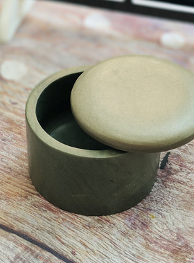 宋坑原石绿端带盖砚台多功能端砚墨池墨海专配石盖送墨块文房四宝