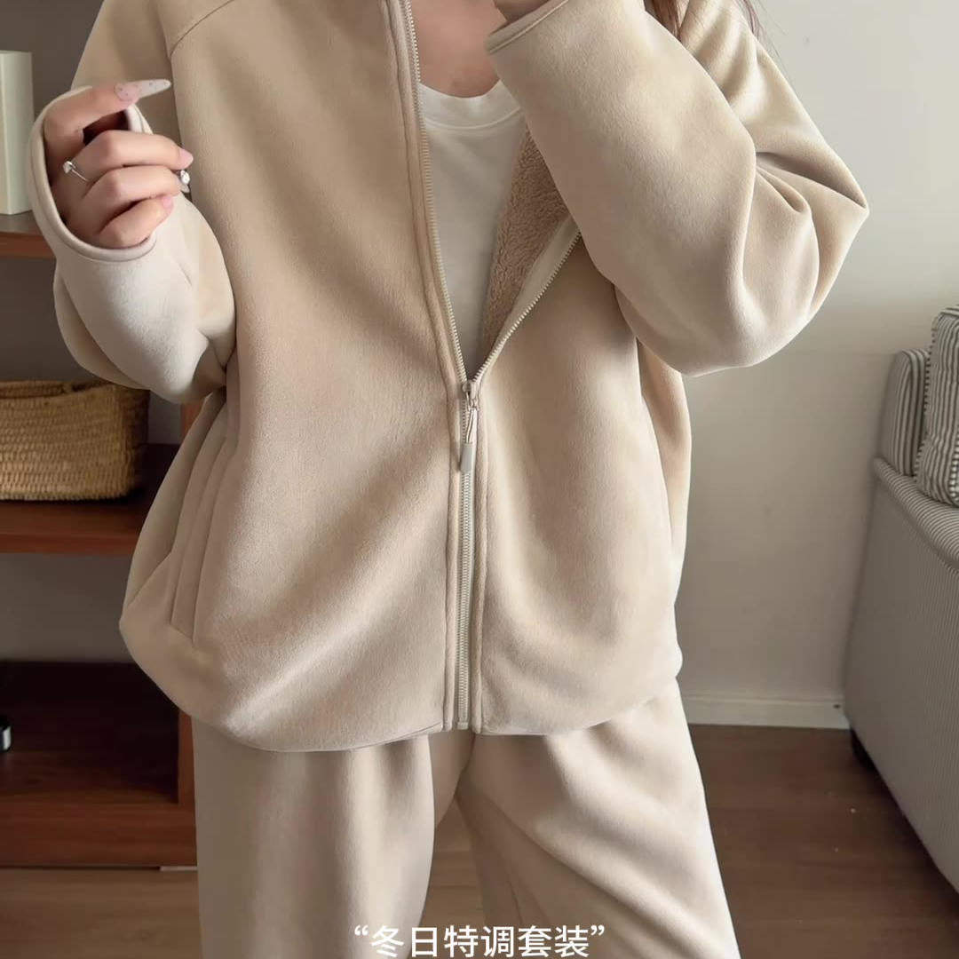 海豚绒情侣睡衣可外穿家居服套装