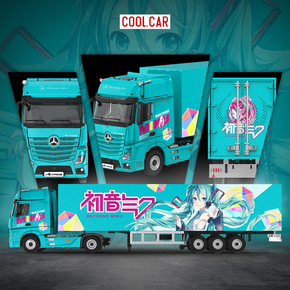 CC 1:64 奔驰Actros货柜车 初音未来 仿真合金汽车模型