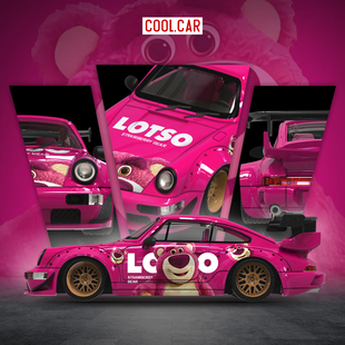 车模 964 仿真合金汽车模型 摆件 集装 人偶 草莓熊 箱