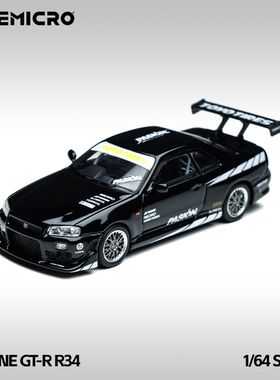 TimeMicro1:64Skyline GT-R R34“黑色街道”黑色合金仿真 车模