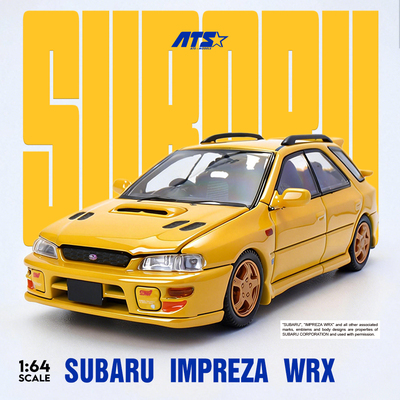 爱特斯-ATS1:64 斯巴鲁 IMPREZA WRX 黄色 黑色 合金车模 可开盖